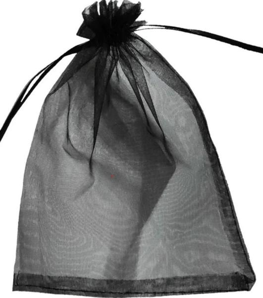 Imagem de 100 Saquinhos Tule Organza embalagem lembrancinhas 17x23 preto