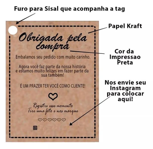 Imagem de 100 Tag Obrigada Pela Compra Sua Frase + Rede Social + Sisal