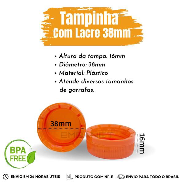 Imagem de 100 Tampas Com Lacre Para Garrafa Plástica Frasco PET 38mm 