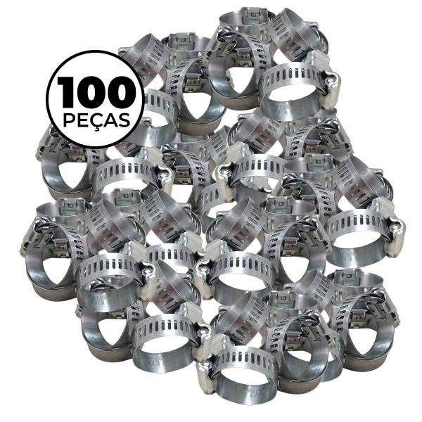 Imagem de 100 Un Abraçadeira 38 x 51mm Fita 14mm Aço Rosca Sem Fim