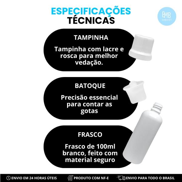 Imagem de 100 Unidades de Frasco Gotejador Com Tampa Lacre - 100ml