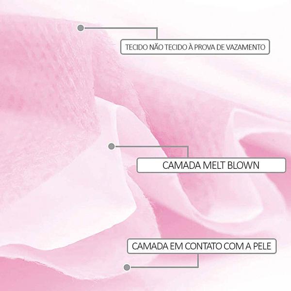 Imagem de 100 Unidades de Máscaras Cirúrgicas Descartáveis Rosa Claro Feminina