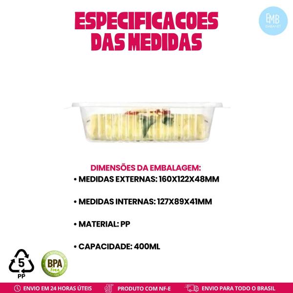 Imagem de 100 Unidades De Pote Transparente 400ml Ideal Para Marmita Fit