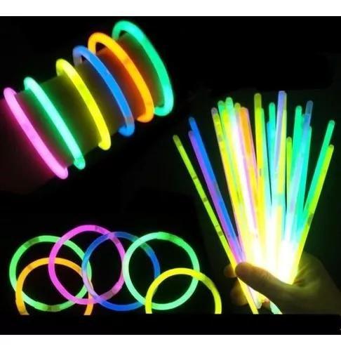 Imagem de 100 Unidades Pulseiras Neon Fluorescentes Tubo Para Festa Aniversário Casamento