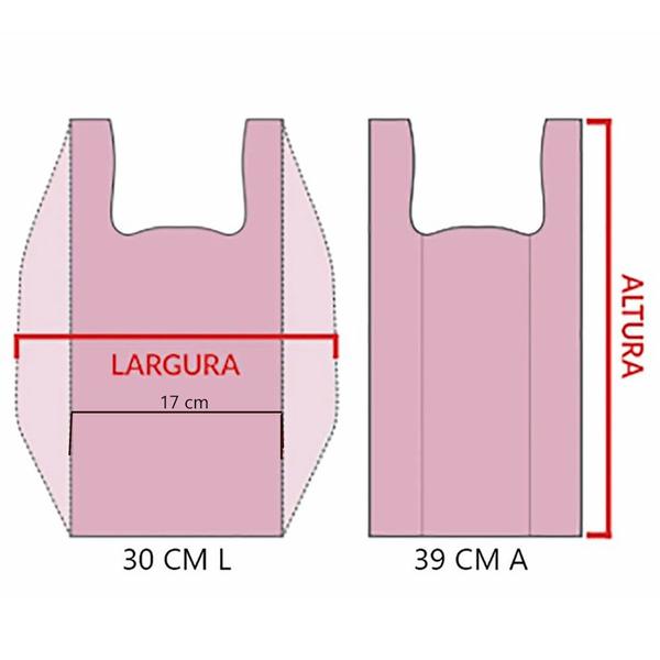 Imagem de 100 unidades sacola camiseta Tam 39x30 Oxibiodegradável