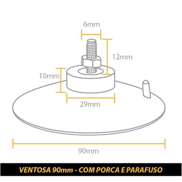 100 Ventosa De 90Mm (9 Cm) Em Pvc Preto Com Parafuso E Porca - H Plásticos Imagem de 100 Ventosa De 90Mm (9 Cm) Em Pvc Preto Com Parafuso E Porca