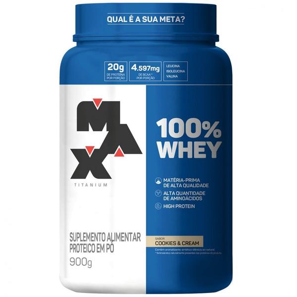 Imagem de 100% Whey (900g) - Cookies and Cream - Max Titanium