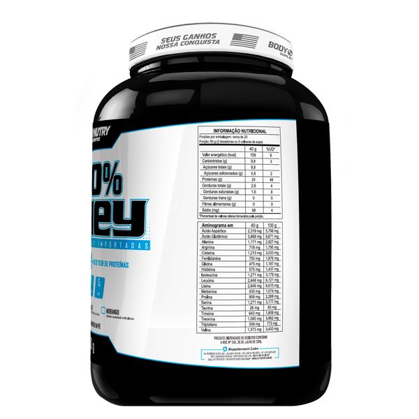 Imagem de 100% Whey Body Nutry - Proteína Isolada e Concentrada WPI + WPC, Alto Teor de Proteínas, Baixo em Gorduras, 24g de Proteína por Dose - 900g