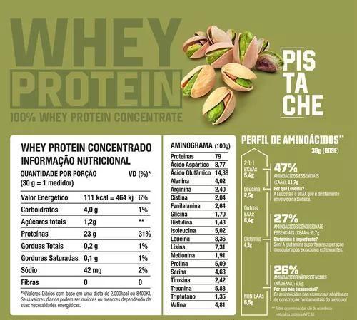 100% Whey Concentrate (900g) - Pistache - 3VS Imagem de 100% Whey Concentrate (900g) - Pistache