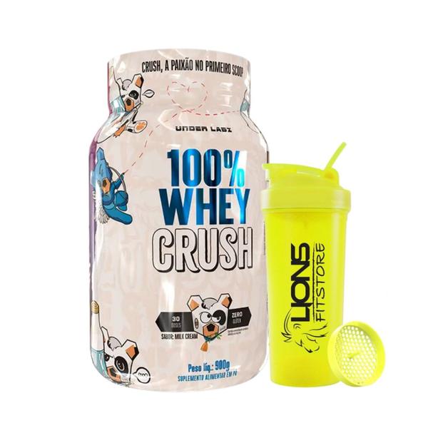 Imagem de 100% Whey Crush 900 g Under Labz + Coqueteleira Cor Sortida 700ml