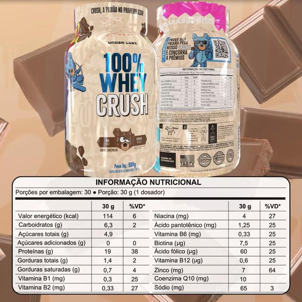 Imagem de 100% Whey Crush Under Labz Concentrada Coenzima Q10 + Zinco 900g