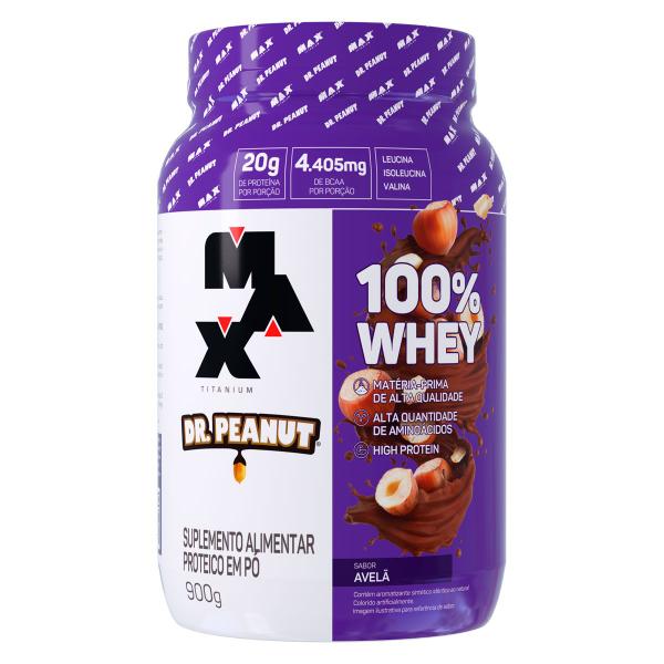 Imagem de 100% whey dr peanut 900g sabor avelã max titanium