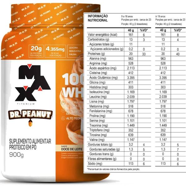 Imagem de 100% whey dr.peanut pote 900g - max titanium