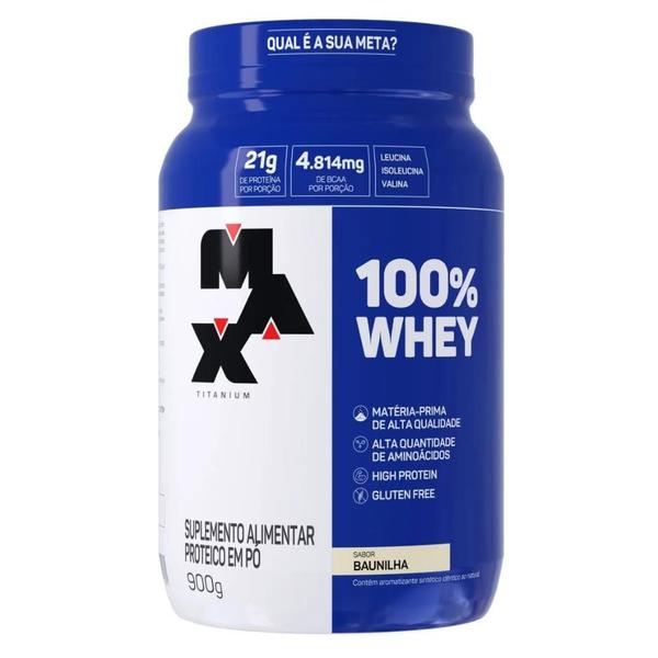 100% Whey Pote 900G - Max Titanium Imagem de 100% Whey Pote 900G - Max Titanium