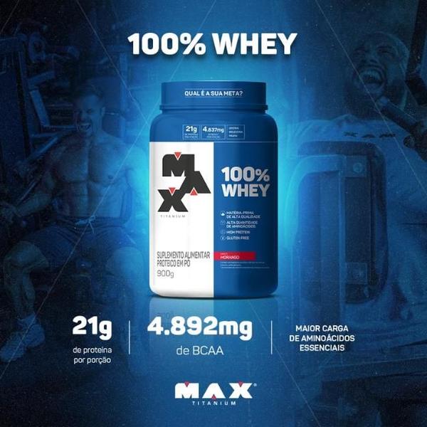 100% Whey Pote 900G - Max Titanium Imagem de 100% Whey Pote 900G - Max Titanium