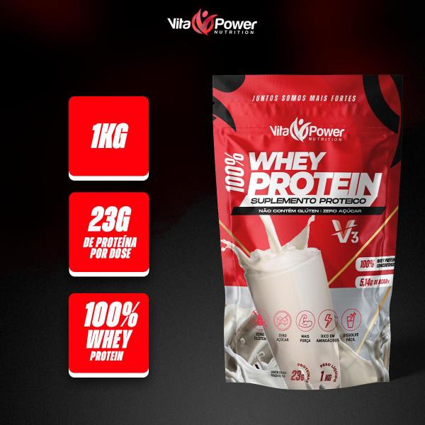 Imagem de 100% Whey Protein 1kg V3 - Vita Power - Energia na Medida Certa!