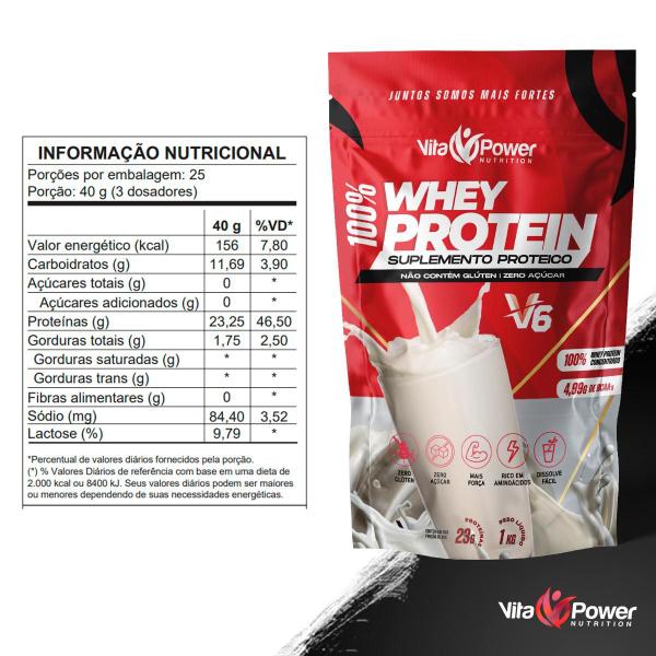 Imagem de 100 Whey Protein 1kg V6 Elite Vita Power Nova formula 6X mais força