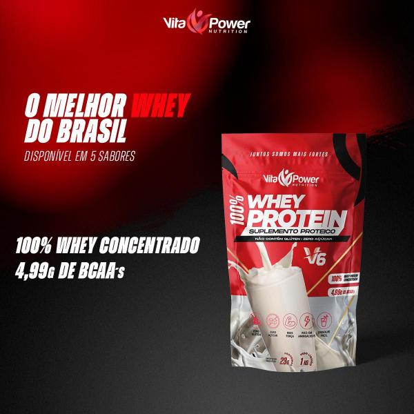 Imagem de 100 Whey Protein 1kg V6 Elite Vita Power Nova formula 6X mais força