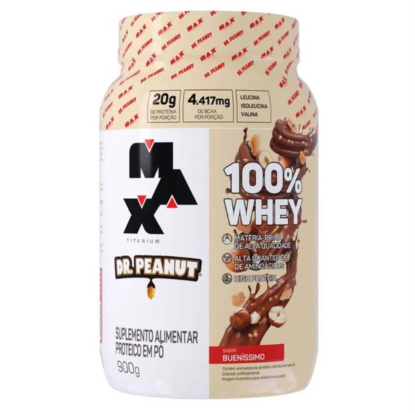 100% Whey Protein Max Titanium & Dr. Peanut 900g Imagem de 100% Whey Protein Max Titanium & Dr. Peanut 900g