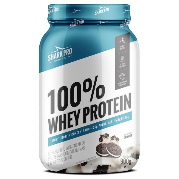 100% Whey Protein Pote 900g Shark Pro Imagem de 100% Whey Protein Pote 900g Shark Pro