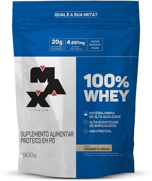 Imagem de 100% Whey Protein Refil 900G Cookies and Cream Max Titanium