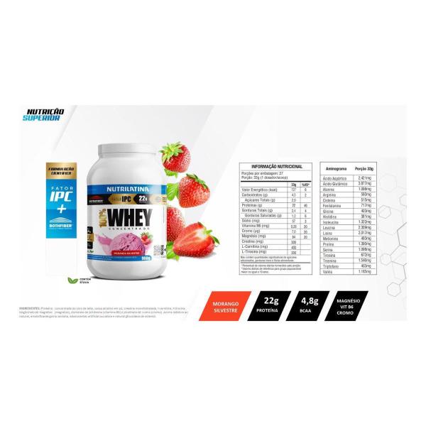 Imagem de 100% Whey Protein Sabor Morango Silvestre 900G Nutrilatina