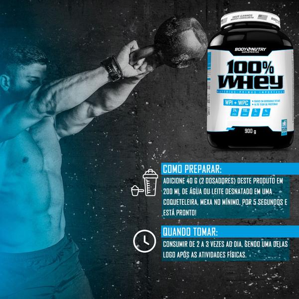 Imagem de 100% Whey Protein Wpi + Wpc, Pote de 900g com 24g de Proteínas e 5g de BCAAs para Máxima Recuperação Muscular