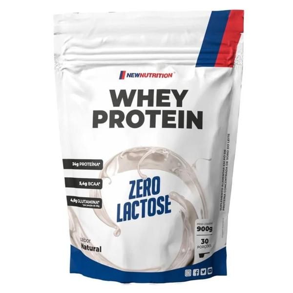 100% Whey Protein Zero Lactose 900g Natural New Nutrition Imagem de 100% Whey Protein Zero Lactose 900g Natural New Nutrition