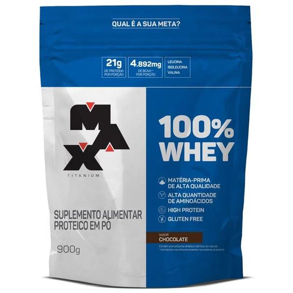 Imagem de 100% Whey Refil 900g Chocolate - Max Titanium