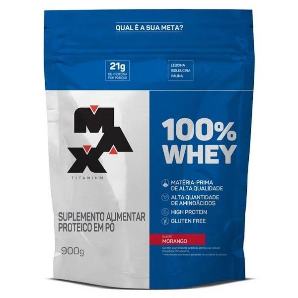 Imagem de 100% Whey Refil (900g) - Sabor: Morango