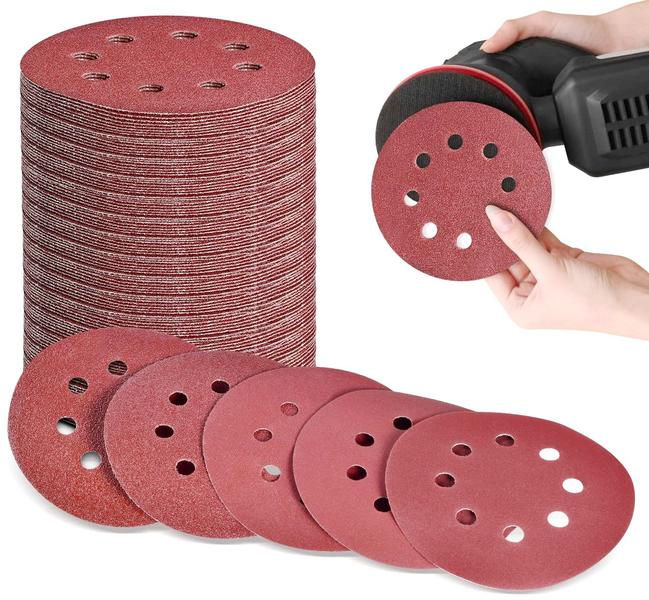 100 X Lixas Disco Grão 7 Polegadas 180mm 8 Furos Lixadeira Politriz KaQi Imagem de 100 X Lixas Disco Grão 7 Polegadas 180mm 8 Furos Lixadeira Politriz KaQi