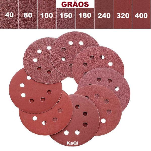100 X Lixas Disco Grão 7 Polegadas 180mm 8 Furos Lixadeira Politriz KaQi Imagem de 100 X Lixas Disco Grão 7 Polegadas 180mm 8 Furos Lixadeira Politriz KaQi