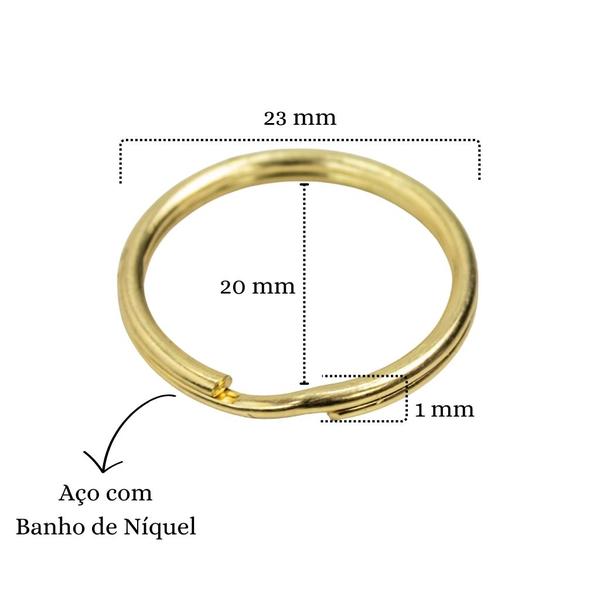 Imagem de 1000 Argolas Para Chaveiro 23mm Reforçada Sem Corrente Dourada