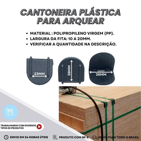 Imagem de 1000 Cantoneira De Plastico Para Fita Cinta Arquear Preta