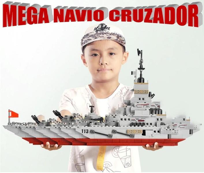 Imagem de +1000 Peças Blocos De Montar Mega Navio + Robô + 24 Veículos