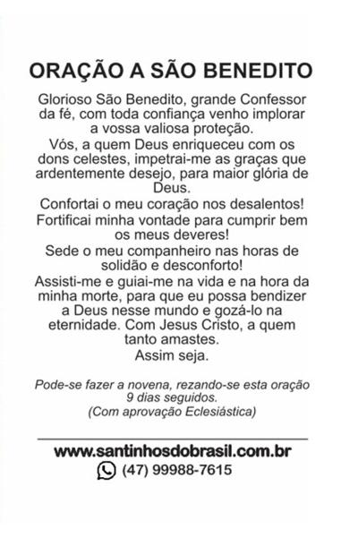 1000 Santinho São Benedito (oração no verso) - 7x10 cm - Santinhos do Brasil Imagem de 1000 Santinho São Benedito (oração no verso) - 7x10 cm
