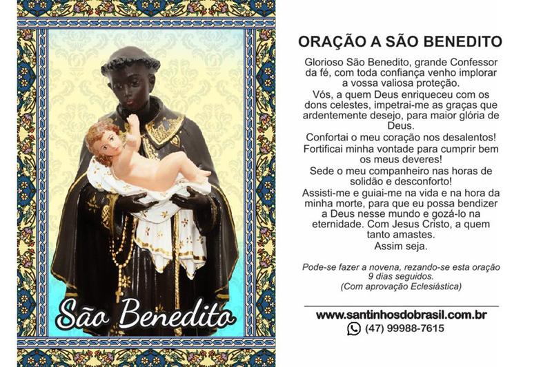 1000 Santinho São Benedito (oração no verso) - 7x10 cm - Santinhos do Brasil Imagem de 1000 Santinho São Benedito (oração no verso) - 7x10 cm