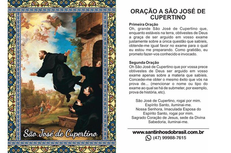 1000 Santinho São José de Cupertino (oração no verso) - 7x10 cm - Santinhos do Brasil Imagem de 1000 Santinho São José de Cupertino (oração no verso) - 7x10 cm