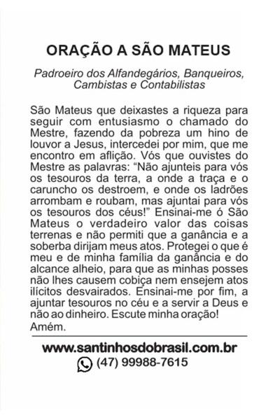 1000 Santinho São Mateus (oração no verso) - 7x10 cm - Santinhos do Brasil Imagem de 1000 Santinho São Mateus (oração no verso) - 7x10 cm