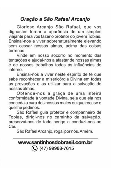 1000 Santinho São Rafael Arcanjo (oração no verso) - 7x10 cm - Santinhos do Brasil Imagem de 1000 Santinho São Rafael Arcanjo (oração no verso) - 7x10 cm