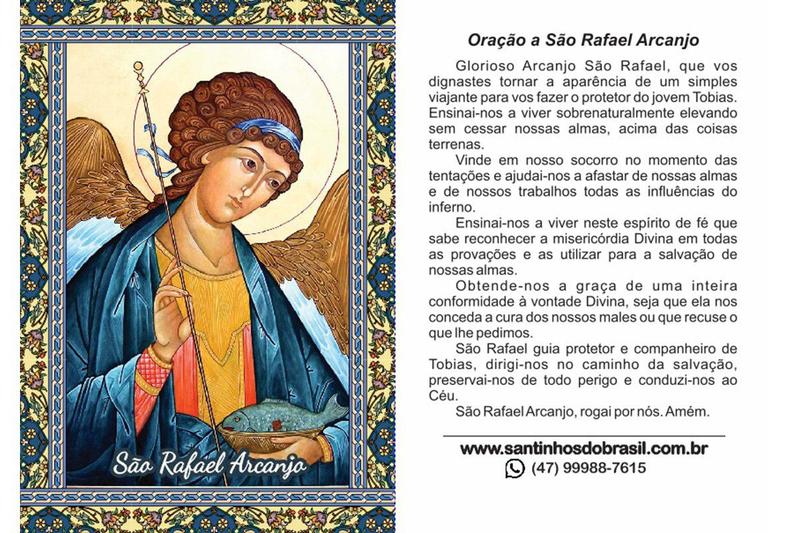 1000 Santinho São Rafael Arcanjo (oração no verso) - 7x10 cm - Santinhos do Brasil Imagem de 1000 Santinho São Rafael Arcanjo (oração no verso) - 7x10 cm