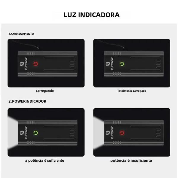 Imagem de 10000mAh poderosa carregamento USB IPX5 luz de bicicleta à prova d'água para acessórios de bicicleta