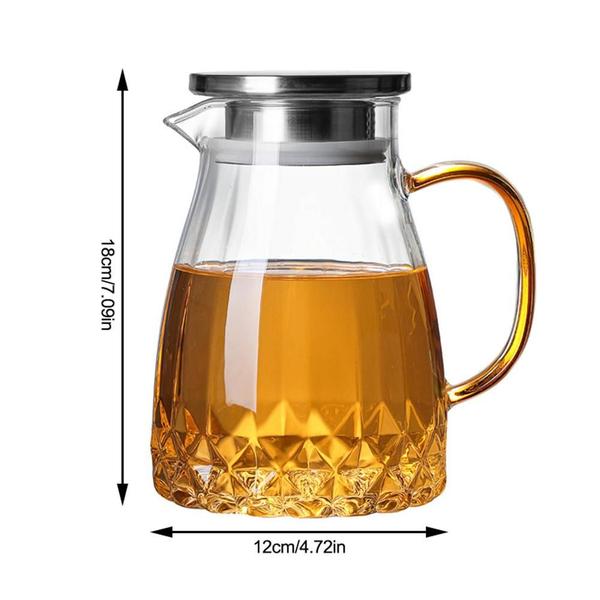 Imagem de 1000ML Glass Kettle Water Pitcher Home Kettle Tea Pot Glass Water Jug com alça para ebulição cold drinkware glass pitcher Jarros