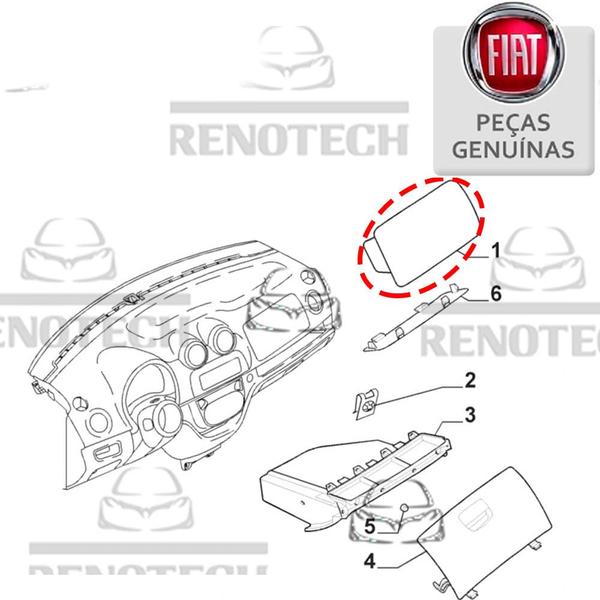 Imagem de 100185259 - moldura tampa da cobertura do airbag - fiat -  de 2011 até 2014 - novo fiorino / novo uno furgoneta / novo uno