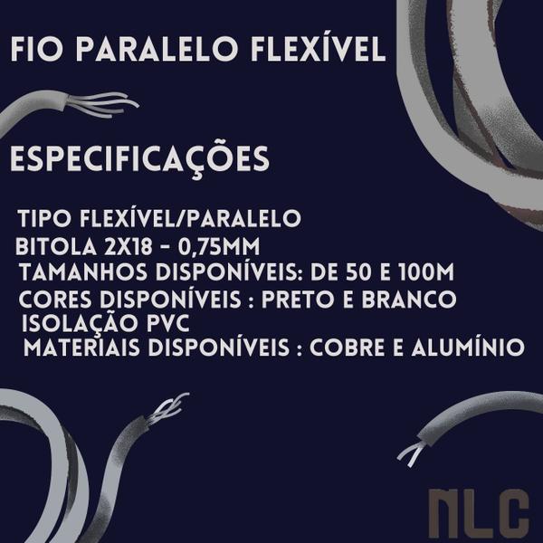 100mt fio paralelo polarizado 0,75mm seg. elet. branco - Geral Imagem de 100mt fio paralelo polarizado 0,75mm seg. elet. branco