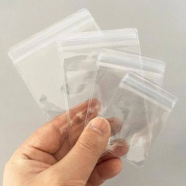 Imagem de 100pcs À Prova De Poeira PVC Auto Selagem Zip Lock Sacos Transparentes Malotes De Embalagem De Jóias