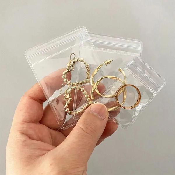 Imagem de 100pcs À Prova De Poeira PVC Auto Selagem Zip Lock Sacos Transparentes Malotes De Embalagem De Jóias