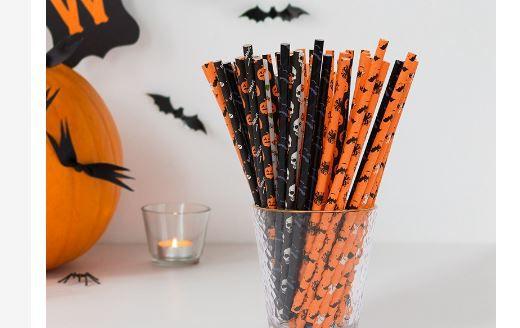 Imagem de 100pcs Canudos de Papel bebidas/ decoração festa Halloween