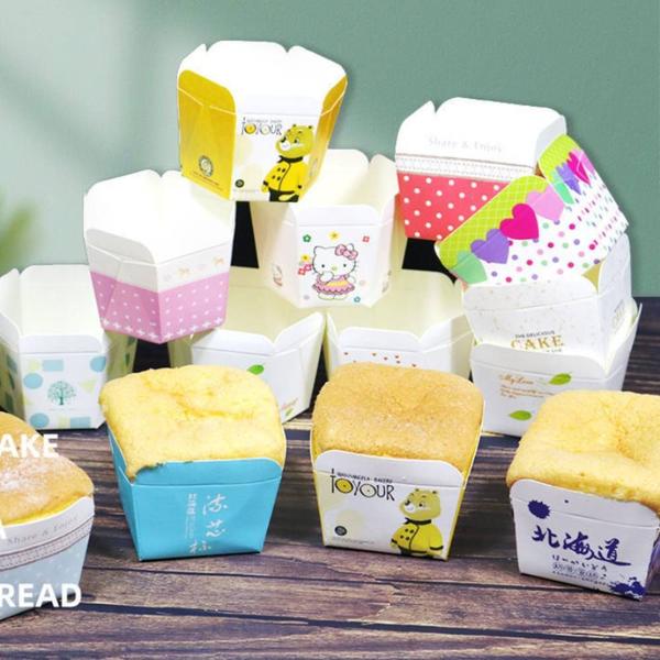 Imagem de 100pcs Square Cake Cups, Muffin Chiffon Pequeno Descartável