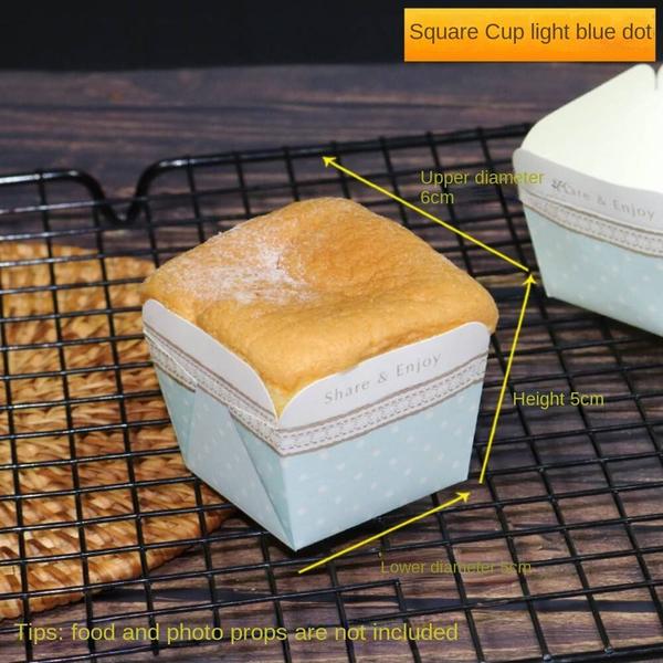 Imagem de 100pcs Square Cake Cups, Muffin Chiffon Pequeno Descartável